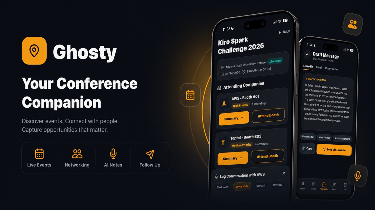 Ghosty โ Voice-First Conference Companion (Kiro Spark Winner ๐)