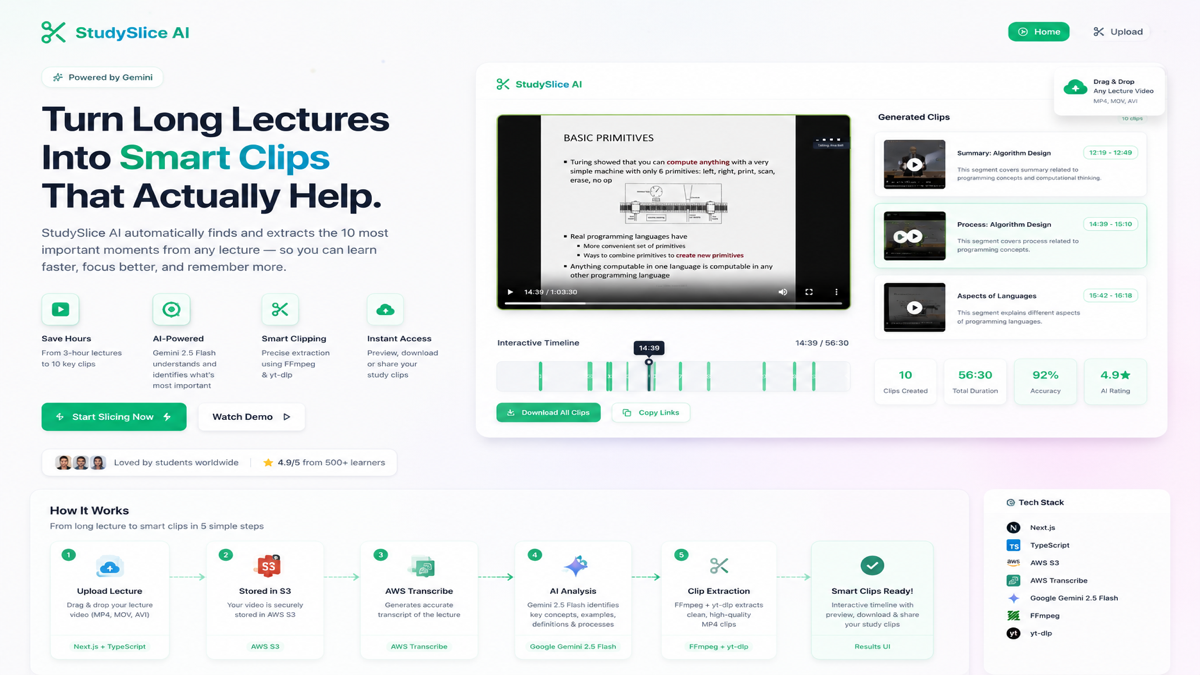 StudySlice AI โ Lecture-to-Study-Clip Intelligence System